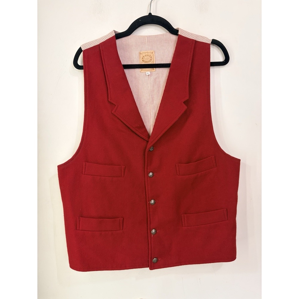 Vintage Wah Maker True West Outfitters Red Wool Western Vest Men's L USA